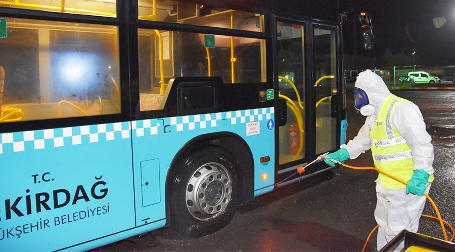 95 otobüs gece yarısı dezenfekte edildi