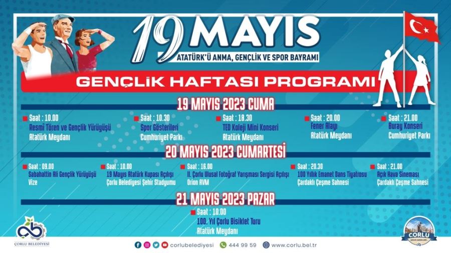 19 Mayıs Atatürk’ü Anma, Gençlik ve Spor Bayramımız Çorlu’da da coşkuyla kutlanacak